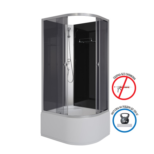 Душевая кабина Niagara Eco E90/80/40L/TN/BK 90х80 асимметричная без крыши